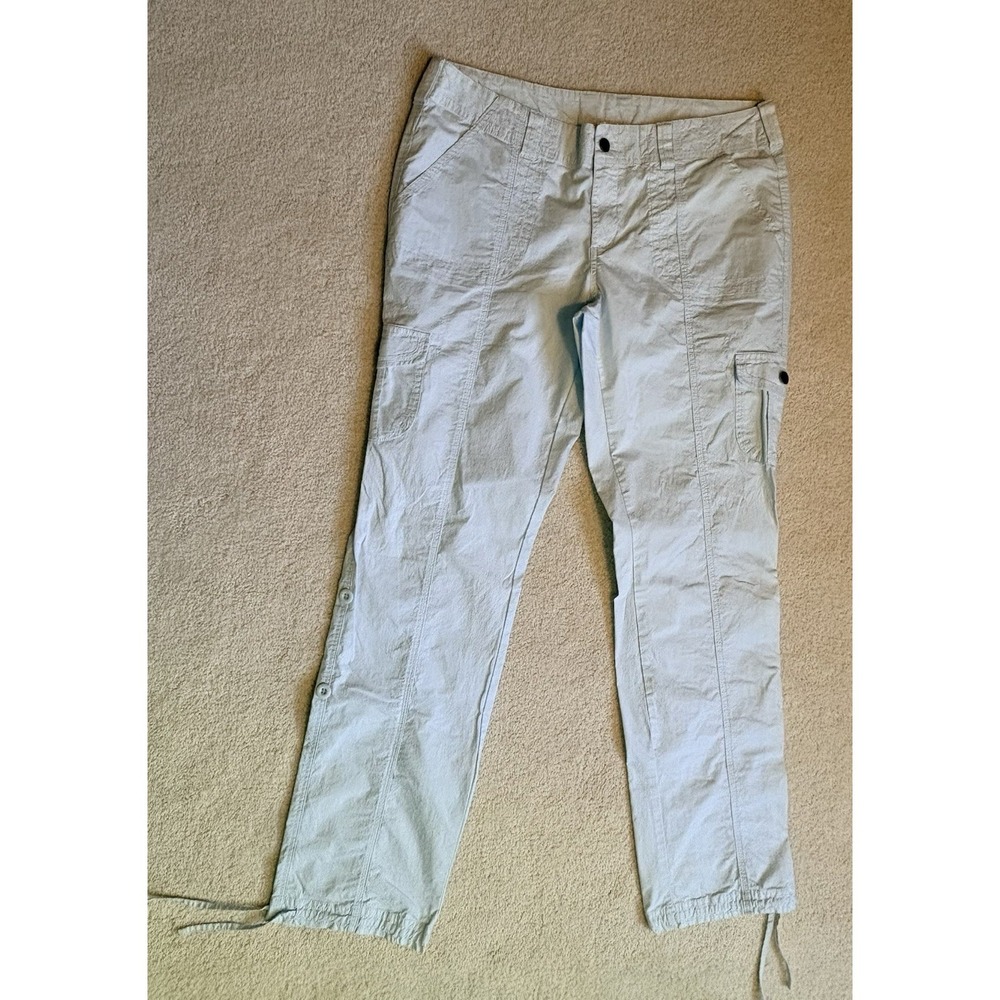 Boston Proper Pants Light Blue Cargo  Grunge Y2K Tie Up Button Legs 14